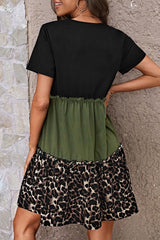 Leopard Round Neck Short Sleeve Dress