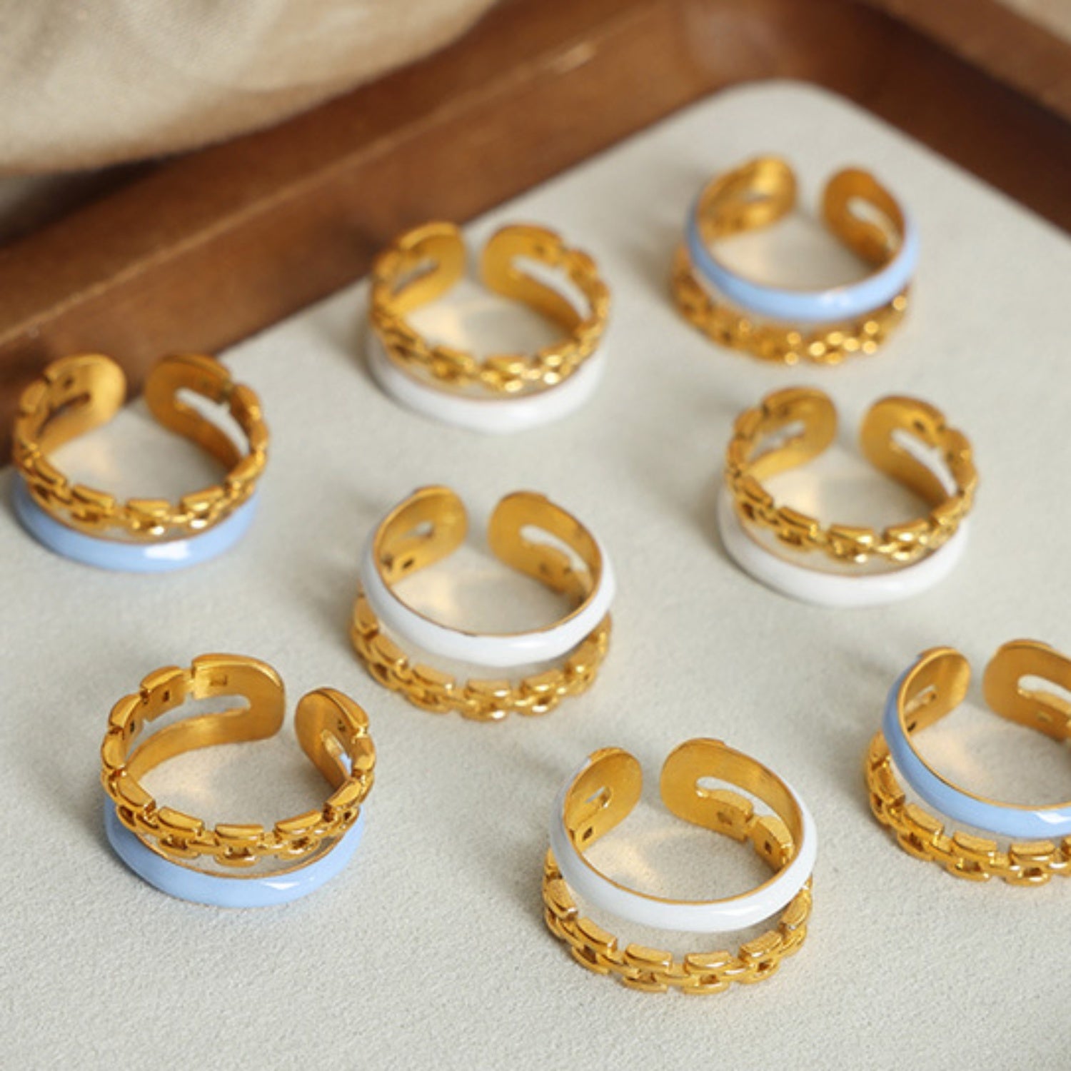 Enamel 18K Gold-Plated Open Ring