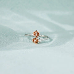 Rose Shape Inlaid Zircon Bypass Ring