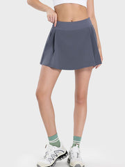 Pleated Detail Mid-Rise Waist Active Skirt